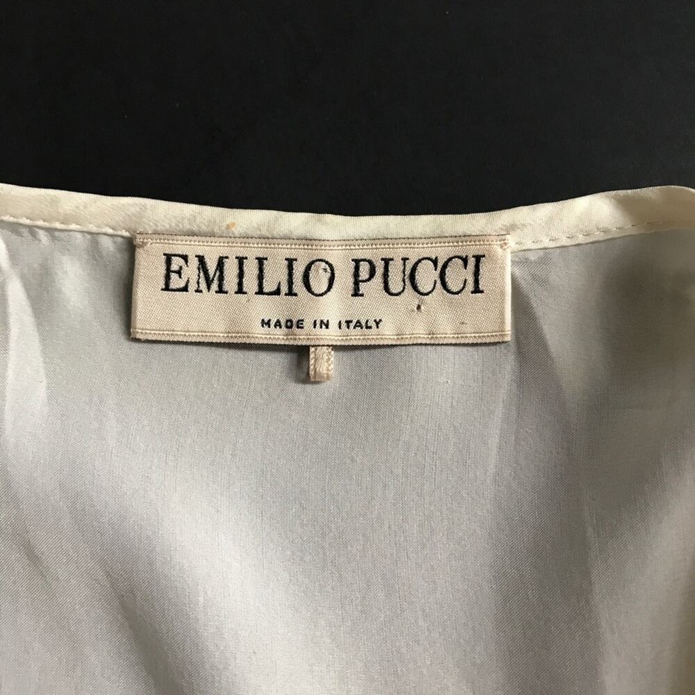 Emilio Pucci Blouse Womens SIze 10 40 Coquette Ruffle 100% Silk V-Neck Top NWOT - Picture 5 of 5